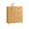 SoBuy BZR97-SN Armoire à Linge avec Sac à Linge, Meuble Bas de Salle de Bain, Armoire Toilette avec 3 Tiroirs et 1 Panier à Linge