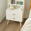 SoBuy FBT100-W Table de Nuit Moderne avec Tiroirs & Étagères Ouvertes, Table de Chevet avec Pieds en Bois de Pin, Rangement pour Chambre & Salon, Blanc