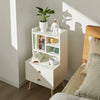 SoBuy FBT100-W Table de Nuit Moderne avec Tiroirs & Étagères Ouvertes, Table de Chevet avec Pieds en Bois de Pin, Rangement pour Chambre & Salon, Blanc