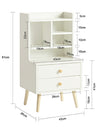 SoBuy FBT100-W Table de Nuit Moderne avec Tiroirs & Étagères Ouvertes, Table de Chevet avec Pieds en Bois de Pin, Rangement pour Chambre & Salon, Blanc
