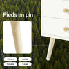 SoBuy FBT100-W Table de Nuit Moderne avec Tiroirs & Étagères Ouvertes, Table de Chevet avec Pieds en Bois de Pin, Rangement pour Chambre & Salon, Blanc