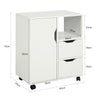 SoBuy FBT105-W Meuble Imprimante sur roulettes Caisson de Bureau Mobile avec 2 Tiroirs, 1 Compartiment Ouvert et 1 Meuble Bureau Rangement Chariot Amovible pour Dossiers Blanc 60×35×70 cm