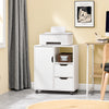 SoBuy FBT105-W Meuble Imprimante sur roulettes Caisson de Bureau Mobile avec 2 Tiroirs, 1 Compartiment Ouvert et 1 Meuble Bureau Rangement Chariot Amovible pour Dossiers Blanc 60×35×70 cm