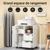 SoBuy FBT105-W Meuble Imprimante sur roulettes Caisson de Bureau Mobile avec 2 Tiroirs, 1 Compartiment Ouvert et 1 Meuble Bureau Rangement Chariot Amovible pour Dossiers Blanc 60×35×70 cm