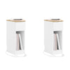 SoBuy FBT111-E-WNx2 Lot de 2 Table de Chevet Étroite avec Station de Charge, Table d'Appoint Fine avec Prise Standard, Port USB et Port Type-C pour Chambre à Coucher et Salon, Blanc 20 x 35 x 60 cm