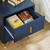 SoBuy FBT115-B Table de Chevet, Table de Nuit avec 2 tiroirs, Table d’appoint Moderne pour Chambre et Salon, Bleu L40 x P40 x H47 cm