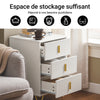 SoBuy FBT115-L-W Table de Chevet - Table de Nuit avec 3 tiroirs, Table d'appoint pour Chambre à Coucher - Meuble de Rangement Moderne, Blanc L40 x P40 x H63 cm
