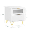 SoBuy FBT123-W Table de Chevet avec 2 tiroirs Table de Nuit Bout de canapé Table d'appoint Table Téléphone Table de Café