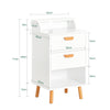 SoBuy FBT125-W Table de Chevet, Table de Nuit, Table d'Appoint, Bout de Canapé avec 1 Étagère, 2 Tiroirs et 1 Compartiment Ouvert