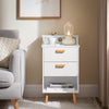 SoBuy FBT125-W Table de Chevet, Table de Nuit, Table d'Appoint, Bout de Canapé avec 1 Étagère, 2 Tiroirs et 1 Compartiment Ouvert