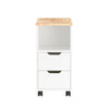 SoBuy FBT130-WN Bout de Canapé, Table d'appoint avec 2 Tiroirs, Compartiment Ouvert, Meuble de Rangement à roulettes, Chariot pour Salon, Bureau, Chambre, Blanc, L60xP30xH60cm