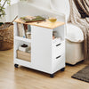 SoBuy FBT130-WN Bout de Canapé, Table d'appoint avec 2 Tiroirs, Compartiment Ouvert, Meuble de Rangement à roulettes, Chariot pour Salon, Bureau, Chambre, Blanc, L60xP30xH60cm