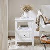 SoBuy FBT131-W Table de Chevet, Table d'Appoint, Bout de Canapé avec 1 Tiroir, Table de Nuit Convient pour Tout Lit et Toute Chambre, Blanc, 45 x 35 x 60 cm
