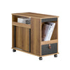 SoBuy FBT143-PF Bout de Canapé sur Roulettes Table de Chevet Table d'Appoint avec 1 Tiroir, 2 Compartiments Ouverts et 4 Portes
