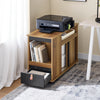 SoBuy FBT143-PF Bout de Canapé sur Roulettes Table de Chevet Table d'Appoint avec 1 Tiroir, 2 Compartiments Ouverts et 4 Portes