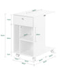 SoBuy FBT148-W Bout de Canapé sur roulettes Table de Chevet Table de Nuit Table d'Appoint avec 1 Tiroir et 3 Compartiments Ouverts