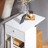 SoBuy FBT148-W Bout de Canapé sur roulettes Table de Chevet Table de Nuit Table d'Appoint avec 1 Tiroir et 3 Compartiments Ouverts