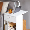 SoBuy FBT148-W Bout de Canapé sur roulettes Table de Chevet Table de Nuit Table d'Appoint avec 1 Tiroir et 3 Compartiments Ouverts