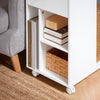 SoBuy FBT148-W Bout de Canapé sur roulettes Table de Chevet Table de Nuit Table d'Appoint avec 1 Tiroir et 3 Compartiments Ouverts