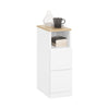 SoBuy FBT149-WN Table de Chevet Étroite Table d'Appoint Fine avec 2 Tiroirs et Étagère Chevet de Lit Rangement pour Chambre à Coucher Salon Blanc L 20 x P 35 x H 60 cm