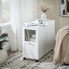 SoBuy FBT150-W Bout de Canapé sur roulettes Table de Chevet Table de Nuit Table d'Appoint avec 1 Tiroir et 2 Portes