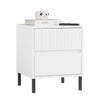SoBuy FBT157-W Bout de Canapé Table de Chevet Table de Nuit Table d'Appoint Table Basse avec 2 Tiroirs pour Salon, Chambre ou Bureau, Pieds en Métal
