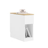 SoBuy FBT162-WN Table d'appoint étroite avec étagère et tiroirs, Table de Chevet Gain de Place pour Petits espaces, W25 x D65 x H60 cm, Blanc et Naturel