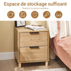SoBuyFBT166-N Table de Chevet avec 2 tiroirs, Table d'appoint pour Chambre à Coucher ou Salon, Naturelle l 40 x P 42 x H 47 cm