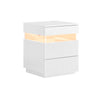 SoBuy FBT167-E-W Table de Chevet avec 3 tiroirs, 2 Panneaux latéraux en Acrylique & éclairage LED, 3 Couleurs réglables, Chevet Moderne pour Chambre & Salon, L41 × P40 × H52 cm, Blanc