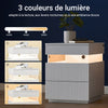 SoBuy FBT167-E-W Table de Chevet avec 3 tiroirs, 2 Panneaux latéraux en Acrylique & éclairage LED, 3 Couleurs réglables, Chevet Moderne pour Chambre & Salon, L41 × P40 × H52 cm, Blanc