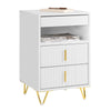 SoBuy FBT168-W Table de Chevet, Table de Nuit avec 3 tiroirs et étagère, Table d’appoint Moderne pour Chambre et Salon, Blanc L40 x P40 x H63 cm