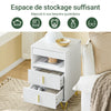 SoBuy FBT168-W Table de Chevet, Table de Nuit avec 3 tiroirs et étagère, Table d’appoint Moderne pour Chambre et Salon, Blanc L40 x P40 x H63 cm