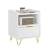 SoBuy FBT169-W Table de Chevet, Table de Nuit avec tiroir et étagère, Table d’appoint Moderne pour Chambre et Salon, Blanc L40 x P40 x H51 cm