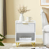 SoBuy FBT169-W Table de Chevet, Table de Nuit avec tiroir et étagère, Table d’appoint Moderne pour Chambre et Salon, Blanc L40 x P40 x H51 cm