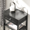 SoBuy FBT46-SCH Table de Chevet avec 1 Tiroir & 2 Étagères, Table d'appoint Moderne, Noir, L45 x P30 x H68cm