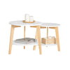 SoBuy FBT75-W Set de 2-Blanc et Bois Ronde Table d'Appoint Table Basse Ronde Guéridon