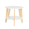 SoBuy FBT75-W Set de 2-Blanc et Bois Ronde Table d'Appoint Table Basse Ronde Guéridon