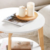 SoBuy FBT75-W Set de 2-Blanc et Bois Ronde Table d'Appoint Table Basse Ronde Guéridon