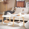 SoBuy FBT75-W Set de 2-Blanc et Bois Ronde Table d'Appoint Table Basse Ronde Guéridon