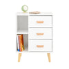 SoBuy FBT95-W Table d’Appoint Bout de Canapé Table de Chevet Table de Nuit avec 3 tiroirs et 2 étagères de rangement