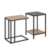 SoBuy FBT99-F Lot de 2 Tables Basses Gigognes pour Salon, Tables Carrée en Bois et Verre Trempé avec Cadre en Métal Robuste