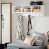 SoBuy FHK35-W Porte Manteau Mural, Patère Murale, Étagère de Rangement, Meuble d’Entrée avec 3 Compartiments et 3 Crochets pour Couloir, Entrée, Salon, Bureau et Chambre, Blanc, L100xP20xH30 cm
