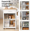 SoBuy FKW102-WN Desserte de cuisine avec plan de travail, desserte avec porte et tiroir, blanc naturel