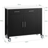 SoBuy FKW108-SCH Chariot de Cuisine Multifonctionnel avec Plateau en Acier Inoxydable - Tiroirs et Placard, Étagère Latérale, Idéal pour Rangement Cuisine et Meuble à roulettes Noir 107 x 46 x 94 cm