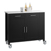 SoBuy FKW108-SCH Chariot de Cuisine Multifonctionnel avec Plateau en Acier Inoxydable - Tiroirs et Placard, Étagère Latérale, Idéal pour Rangement Cuisine et Meuble à roulettes Noir 107 x 46 x 94 cm