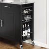 SoBuy FKW108-SCH Chariot de Cuisine Multifonctionnel avec Plateau en Acier Inoxydable - Tiroirs et Placard, Étagère Latérale, Idéal pour Rangement Cuisine et Meuble à roulettes Noir 107 x 46 x 94 cm