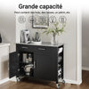 SoBuy FKW108-SCH Chariot de Cuisine Multifonctionnel avec Plateau en Acier Inoxydable - Tiroirs et Placard, Étagère Latérale, Idéal pour Rangement Cuisine et Meuble à roulettes Noir 107 x 46 x 94 cm