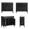SoBuy FKW108-SCH Chariot de Cuisine Multifonctionnel avec Plateau en Acier Inoxydable - Tiroirs et Placard, Étagère Latérale, Idéal pour Rangement Cuisine et Meuble à roulettes Noir 107 x 46 x 94 cm