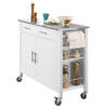 SoBuy FKW108-W Chariot de Cuisine Multifonctionnel avec Plateau en Acier Inoxydable - Tiroirs et Placard, Étagère Latérale, Idéal pour Rangement Cuisine et Meuble à roulettes Blanc 107 x 46 x 94 cm