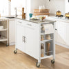SoBuy FKW108-W Chariot de Cuisine Multifonctionnel avec Plateau en Acier Inoxydable - Tiroirs et Placard, Étagère Latérale, Idéal pour Rangement Cuisine et Meuble à roulettes Blanc 107 x 46 x 94 cm